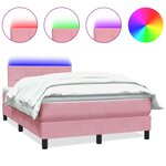 vidaXL Sommier à lattes de lit avec matelas et LED rose 120x220 cm velours