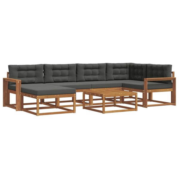 vidaXL Ensemble de canapés d'extérieur 7 Pièces Naturel et Anthracite