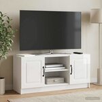 vidaXL Meuble TV Blanc brillant 102 x 34 5 x 47 cm Bois d'ingénierie