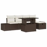 vidaXL Ensemble de canapé de jardin 6 Pièces Marron Poly rotin