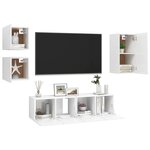 vidaXL Ensemble de meubles TV 5 Pièces Blanc Bois d'ingénierie