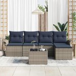 vidaXL Ensemble de canapé de jardin avec stockage 6 Pièces Gris polyrotin