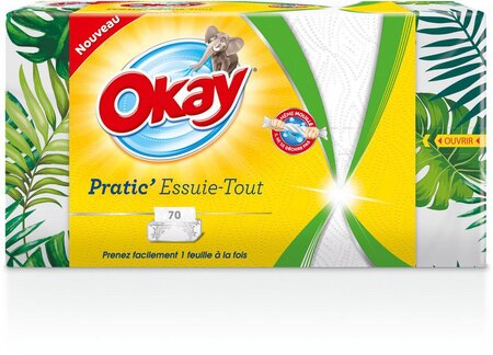 Okay Pratic’ Essuie-Tout Format Pratique 70 Feuilles (lot de 4)