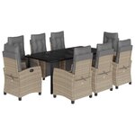 vidaXL Ensemble à manger de jardin et coussins 9 Pièces mélange beige