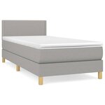 vidaXL Sommier à lattes de lit avec matelas Gris clair 90x200 cm Tissu