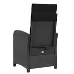 vidaXL Chaise inclinable de jardin et repose-pied noir résine tressée