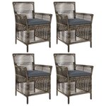vidaXL Chaise d'Extérieur 4 Pièces Gris et Gris foncé polyrotin