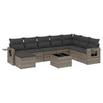 vidaXL Salon de jardin 9 Pièces avec coussins gris résine tressée