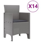 Ensemble de jardin 15 pièces avec coussins gris clair en poly rattan