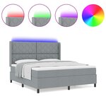 vidaXL Lit à ressorts avec matelas Gris clair 180 x 200 cm tissu
