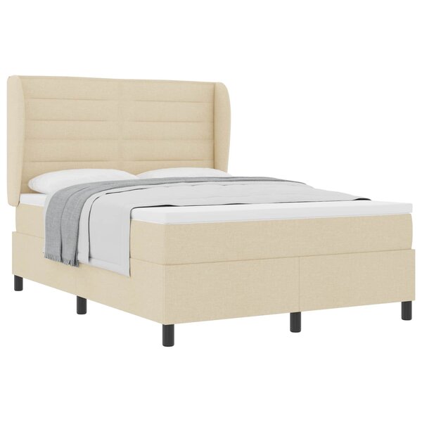 vidaXL Lit à ressorts avec matelas Crème 140 x 190 cm tissu