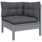 vidaXL Salon de jardin 5 Pièces avec coussins Gris Bois de pin