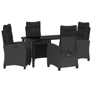 vidaXL Ensemble de salle à manger pour jardin 5 Pièces Noir polyrotin
