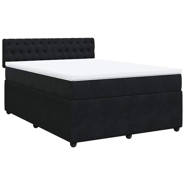 vidaXL Sommier à lattes de lit et matelas Noir 160x200 cm Velours