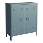 Casier de bureau armoire meuble de rangement pour bureau atelier chambre acier de bureau métallique à 2 portes 90 x 80 x 33 cm gris-bleu 03_0006339