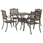 vidaXL Ensemble de tables de jardin 5 Pièces Bronze Aluminium coulé