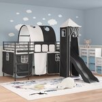 vidaXL Lit mezzanine pour enfants Noir 107 x 200 cm Métал