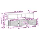 vidaXL Meuble TV Sonoma gris 102 x 34 5 x 50 cm Bois d'ingénierie
