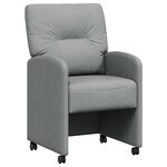 vidaXL Chaises de Salle à Manger avec Roues 2 pc tissu Gris clair