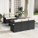 vidaXL Ensemble de canapés de jardin 6 pièces avec coussins en noir poly rattan