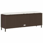 vidaXL Banc de jardin avec coussin marron 110x30x40 5cm résine tressée
