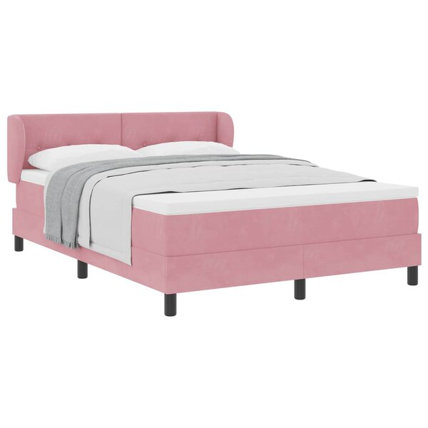 vidaXL Lit à ressorts avec tête de lit Rose 160 x 200 cm Velours