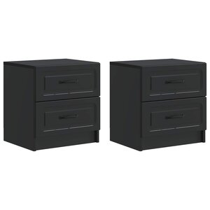 vidaXL Cabinet de chevet avec tiroir 2 Pièces Noir 43 x 34 5 x 44 5 cm