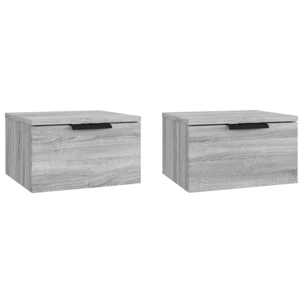 vidaXL Tables de chevet murales 2 Pièces Sonoma gris 34x30x20 cm