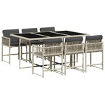 vidaXL Ensemble à manger de jardin et coussins 7 Pièces gris clair rotin