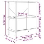 vidaXL Étagère à 3 niveaux armoire 80x40x92 cm Acier bois d'ingénierie