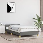 vidaXL Cadre de lit avec tête de lit Gris foncé 90x200 cm Tissu