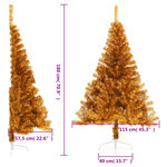 vidaXL Demi sapin de Noël artificiel avec support doré 180 cm PET