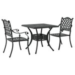 Set de Jardin Bistro 3 Pièces Noir en Aluminium et Fonte