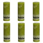 Bolsius bougies pilier rustiques 6 pièces 190x68 mm vert mousse