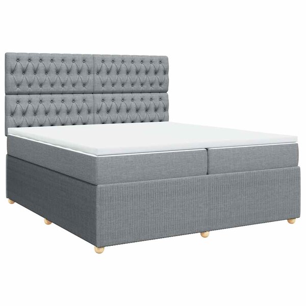 vidaXL Sommier à lattes de lit avec matelas Gris clair 200x200cm Tissu