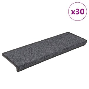 vidaXL Tapis d'escalier 30 pièces 65 x 21 x 4 cm Gris foncé Bord rectangulaire