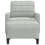 vidaXL Fauteuil avec repose-pied Gris clair 60 cm Velours