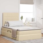 vidaXL Lit avec rangement et matelas Crème 120 x 190 cm tissu