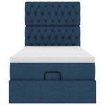 vidaXL Lit ottoman avec matelas et LED Bleu 100x200 cm Tissu