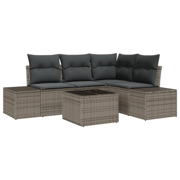 vidaXL Ensemble de Canapé de Jardin 4 Pièces avec Coussins Noir Poly Rattan