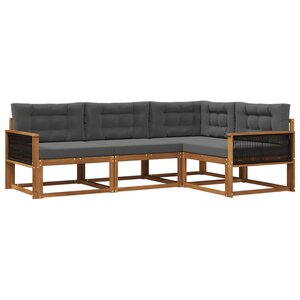 vidaXL Ensemble de canapés d'extérieur 4 Pièces Naturel et Anthracite