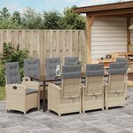 vidaXL Ensemble de salle à manger pour jardin 9 Pièces Beige polyrotin