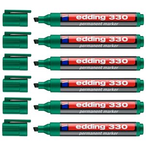 Marqueur Permanent 330 Vert Pointe Biseautée 1-5 mm x 6 EDDING