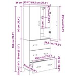 vidaXL Haut Armoire Montage mural Chêne artisanal 69 5 x 34 x 180 cm