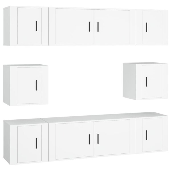 vidaXL Ensemble de meubles TV 8 Pièces Blanc Bois d'ingénierie