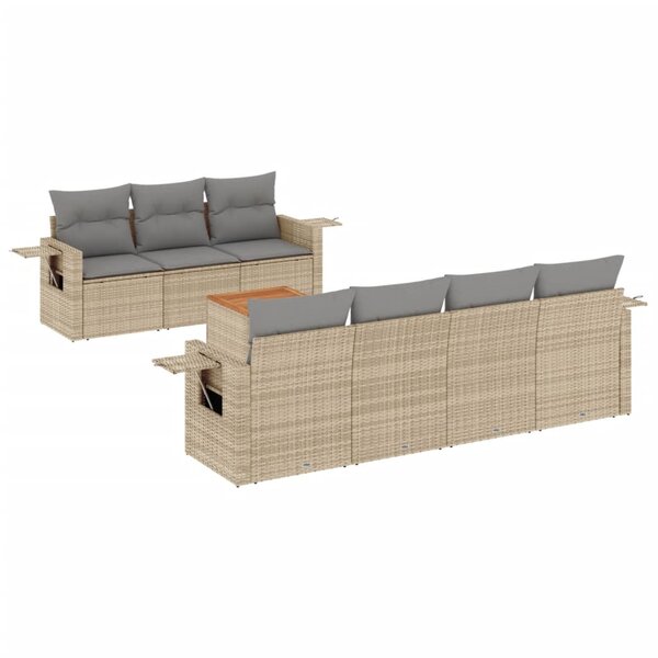 vidaXL Salon de jardin avec coussins 8 Pièces beige résine tressée