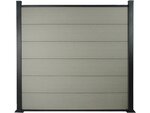 Lot de 6 lames de clôture L 160cm x 25.8cm en composite + 2 profilés - Gris