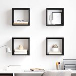 vidaXL Étagères murales avec étagère 4 Pièces Chêne Noir 26 x 15 x 26 cm