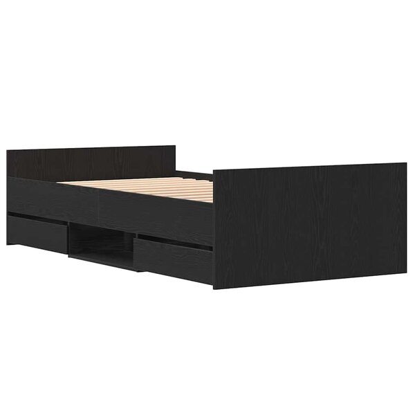 vidaXL Cadre de lit Chêne noir 90 x 200 cm Bois d'ingénierie
