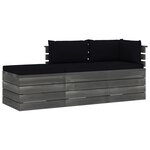 vidaXL Salon palette de jardin 3 Pièces avec coussins Bois de pin massif